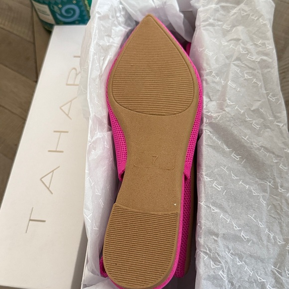 NEW TAHARI Singapore Pink Knit Slingback Flats w Decorative Side Bow Pointed Toe - Picture 6 of 10